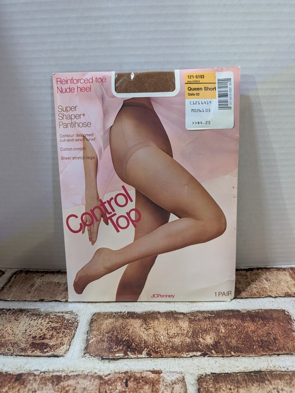 JCPenney Control Top Super Shaper Sheer Pantyhose Nude Heel Queen Short Gala 02